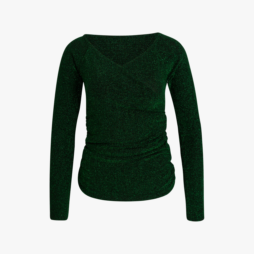 Blusenshirt Raffung Lurex | grün