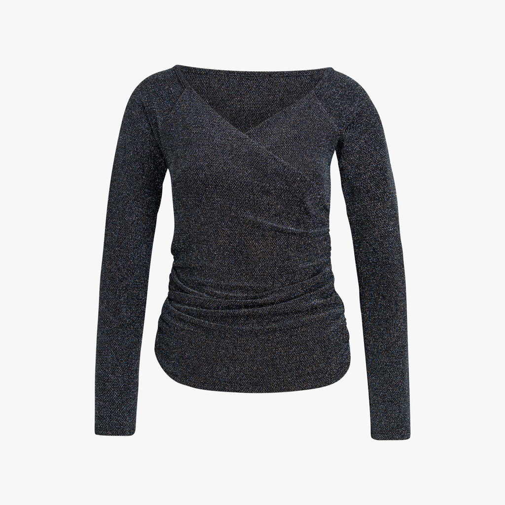 Blusenshirt Raffung Lurex | petrol