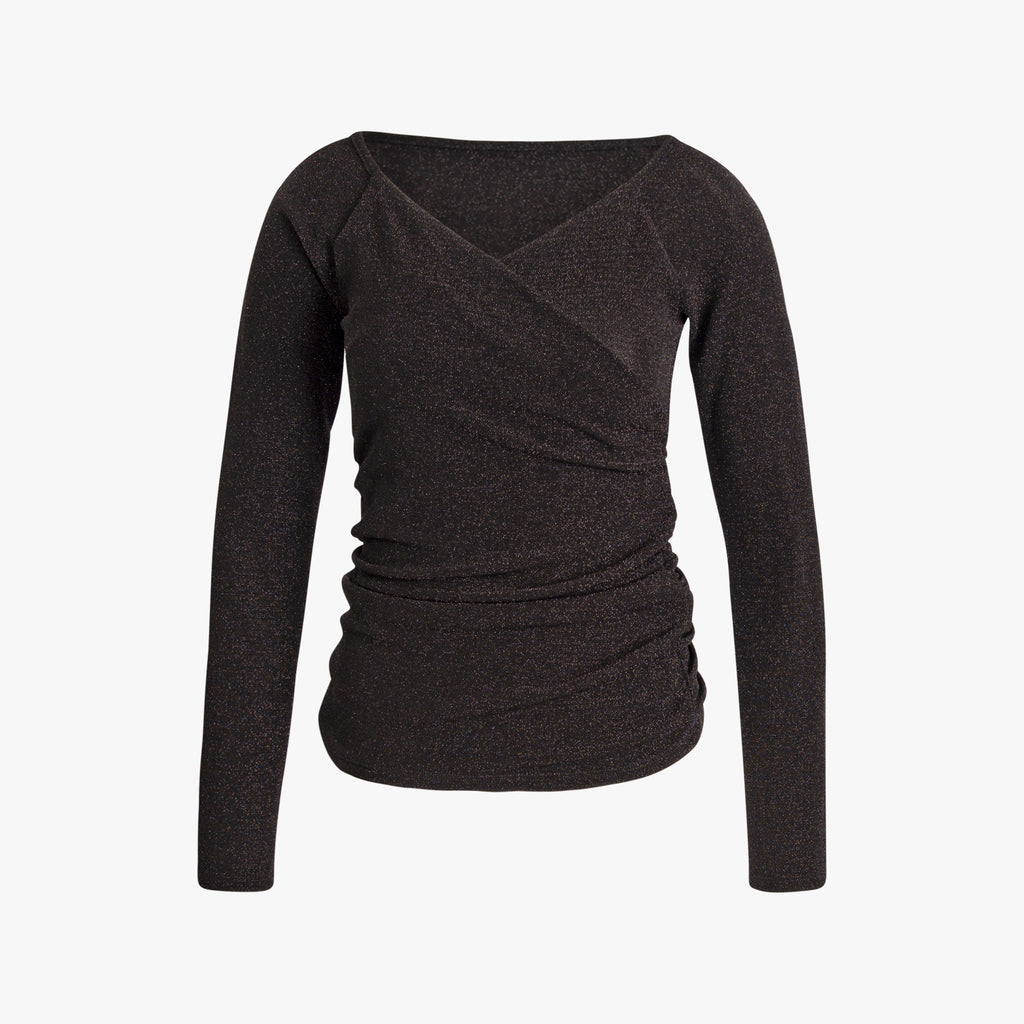 Blusenshirt Raffung Lurex | schwarz
