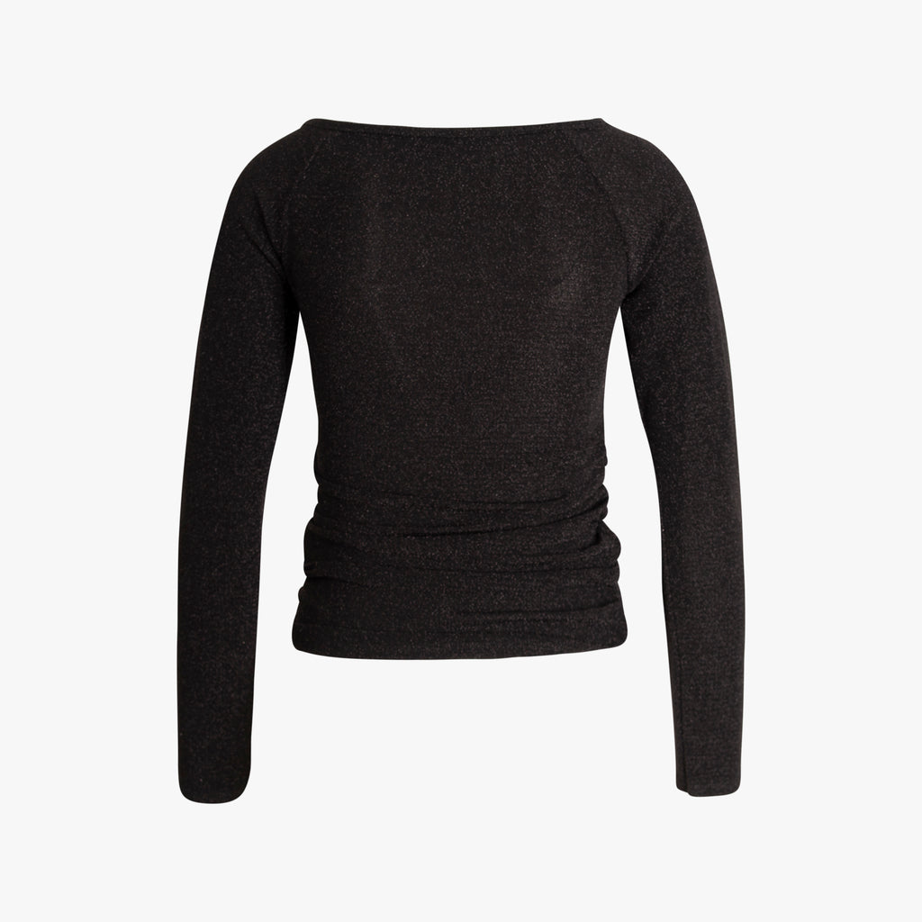Blusenshirt Raffung Lurex | schwarz