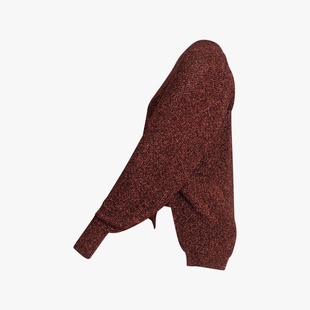 V-Pullover Lurex | tabak