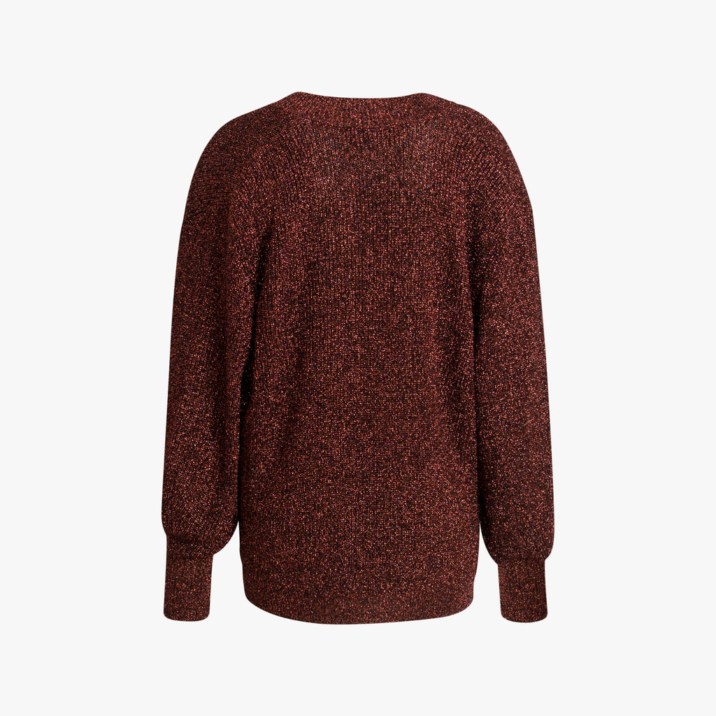 V-Pullover Lurex | tabak