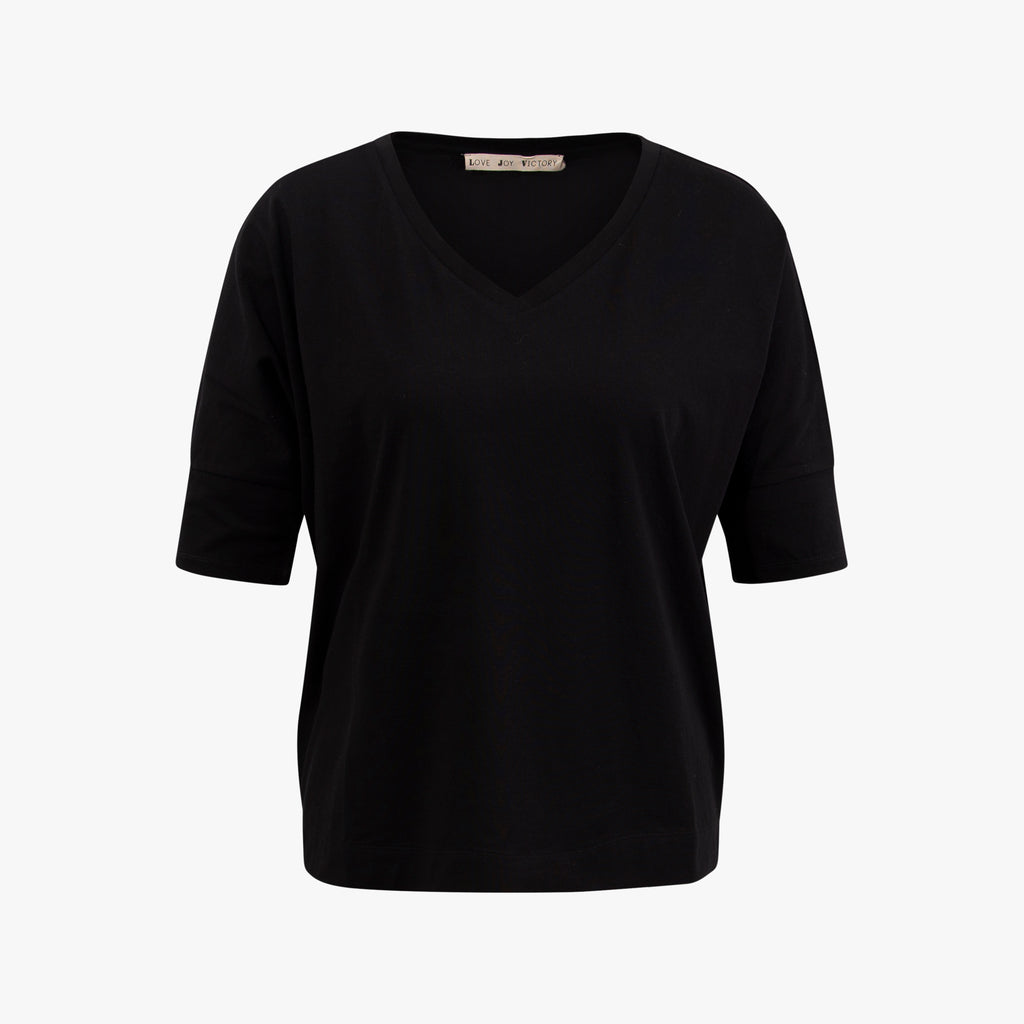 3/4 V-Boxyshirt | schwarz