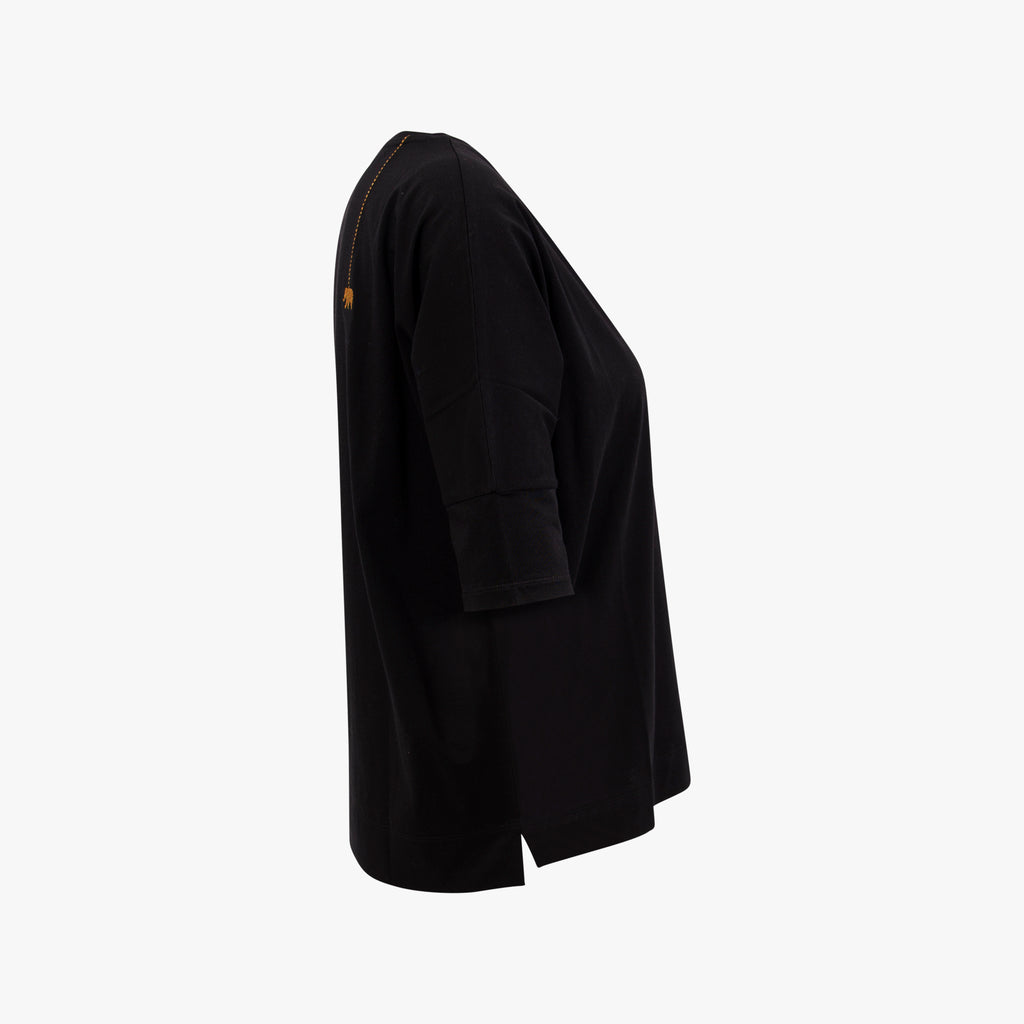 3/4 V-Boxyshirt | schwarz