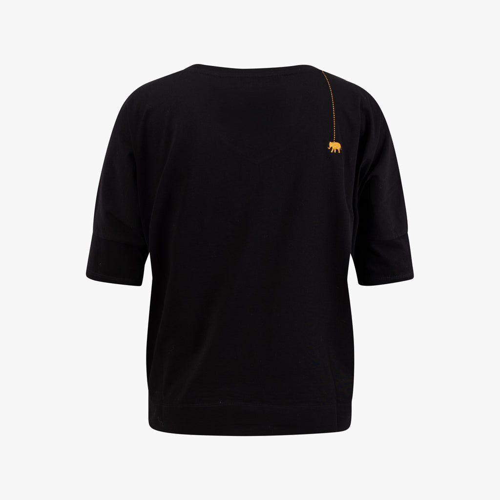 3/4 V-Boxyshirt | schwarz