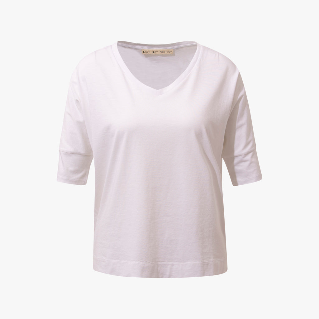 3/4 V-Boxyshirt | weiß