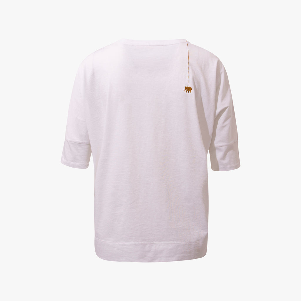 3/4 V-Boxyshirt | weiß