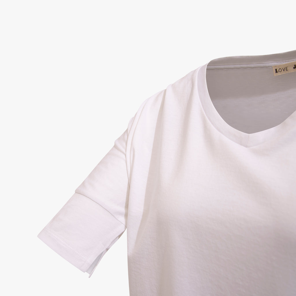 3/4 V-Boxyshirt | weiß
