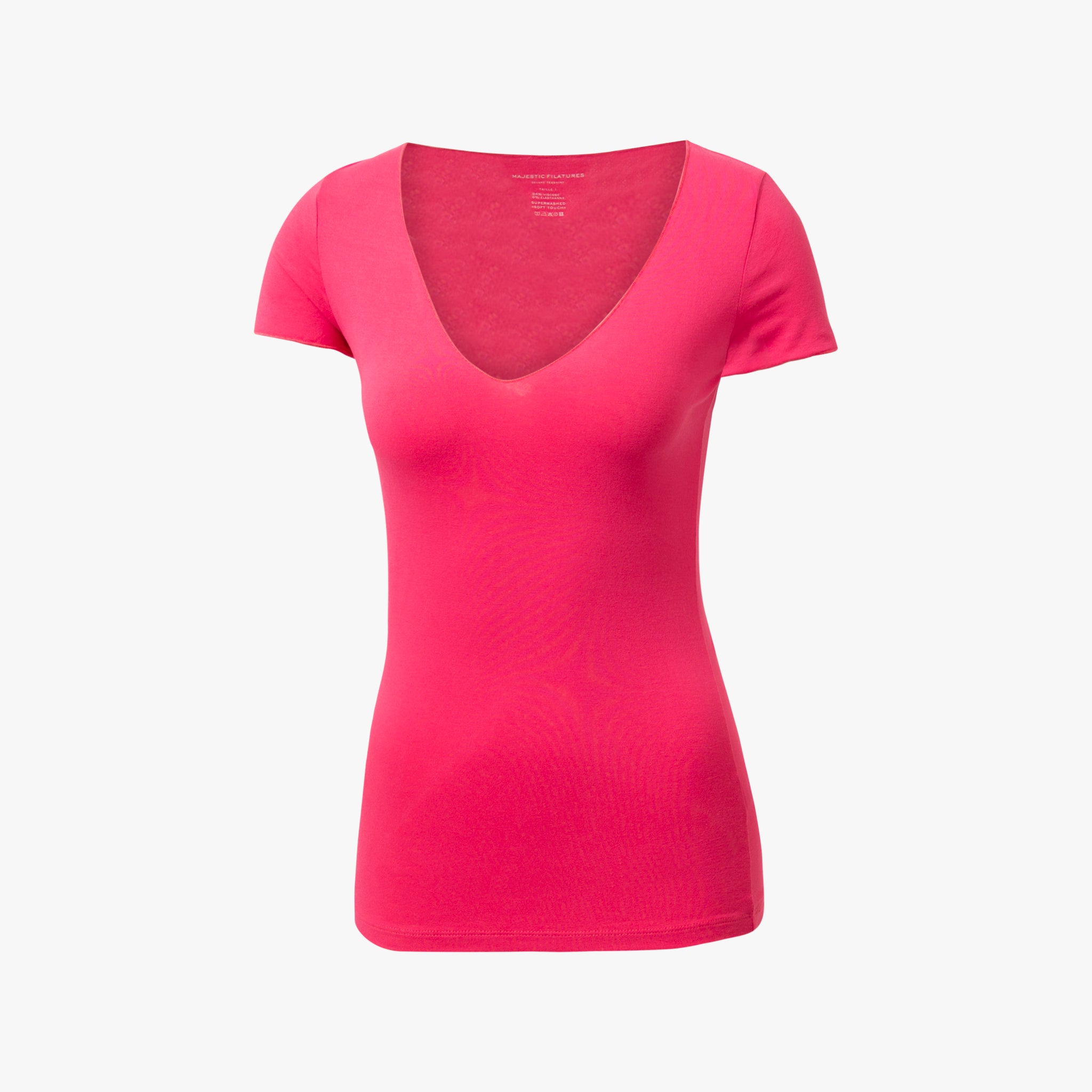 1/2 V-Shirt gekettelt | lila-pink