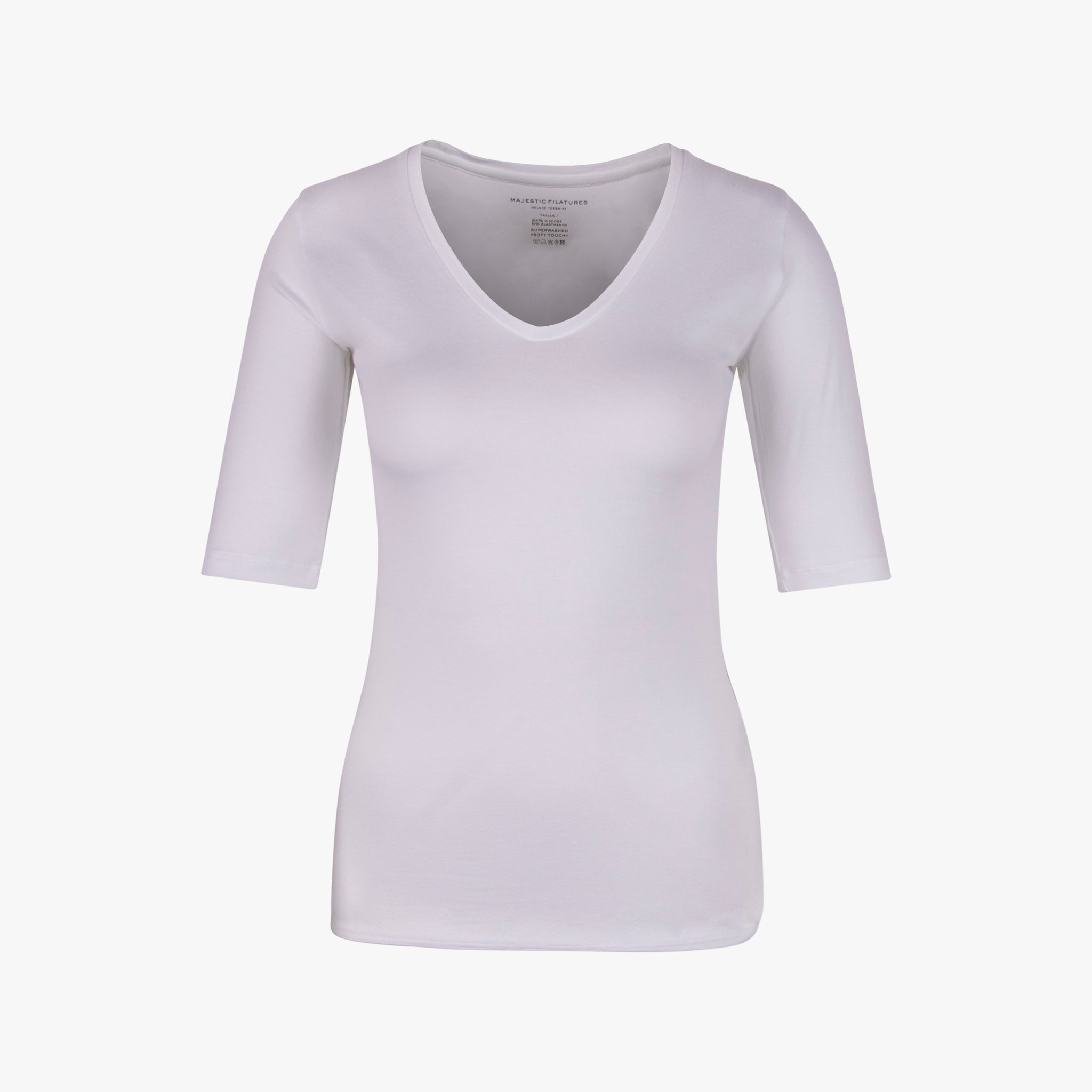 Majestick V-Shirt uni | weiß