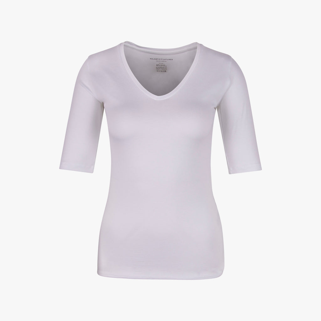 Majestick V-Shirt uni | weiß