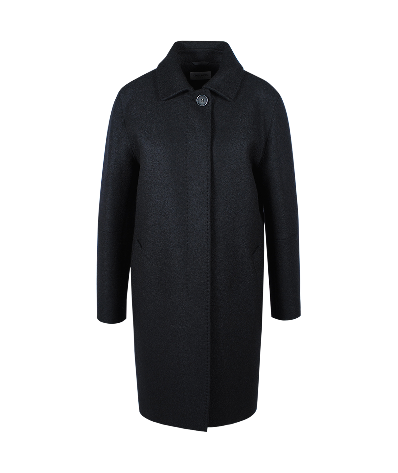 Mantel gekochte Wolle | schwarz
