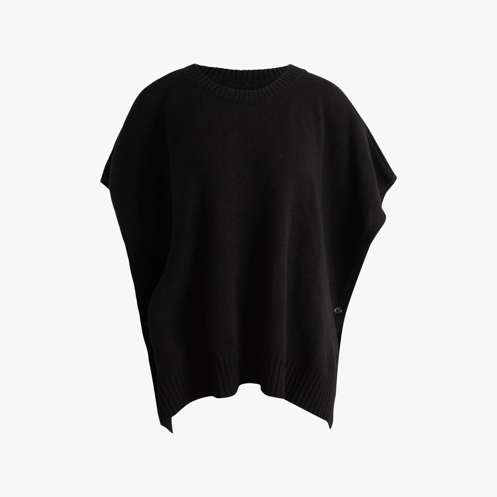 Strick-Poncho | schwarz