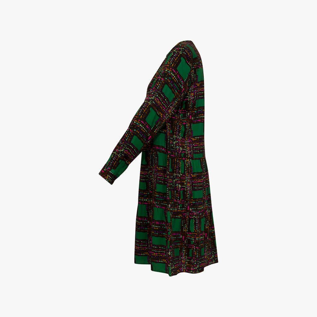 Kleid Gitterprint | flaschengrün