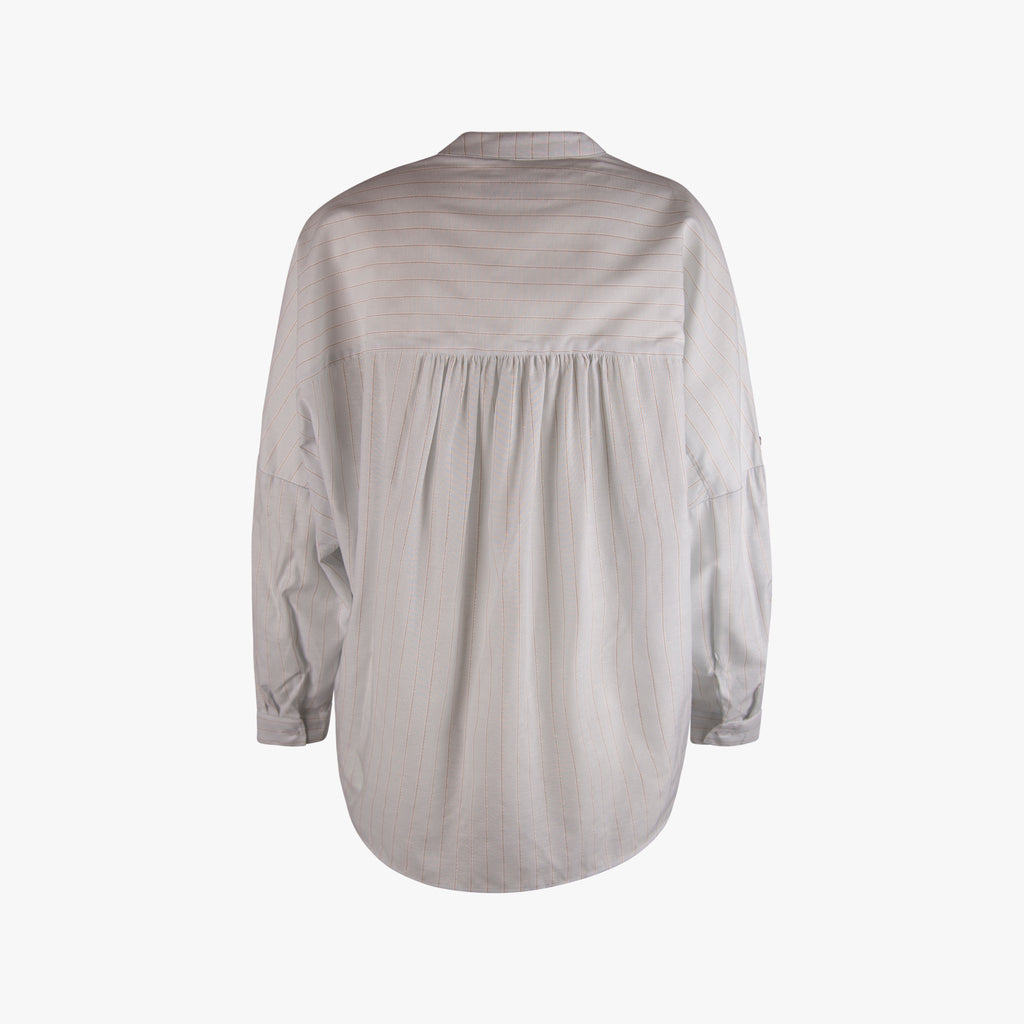 Mos Mosh Bluse Lurex Streifen | weiß-grau
