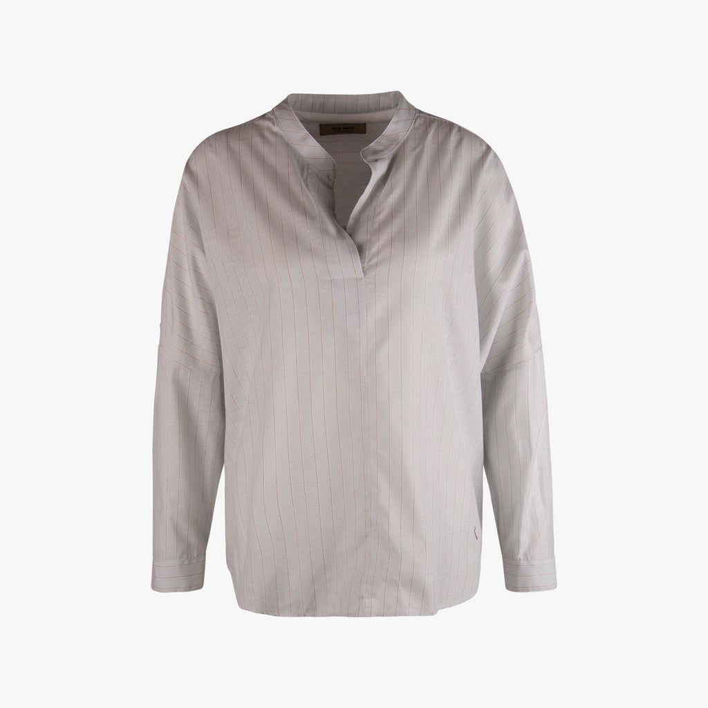 Mos Mosh Bluse Lurex Streifen | weiß-grau