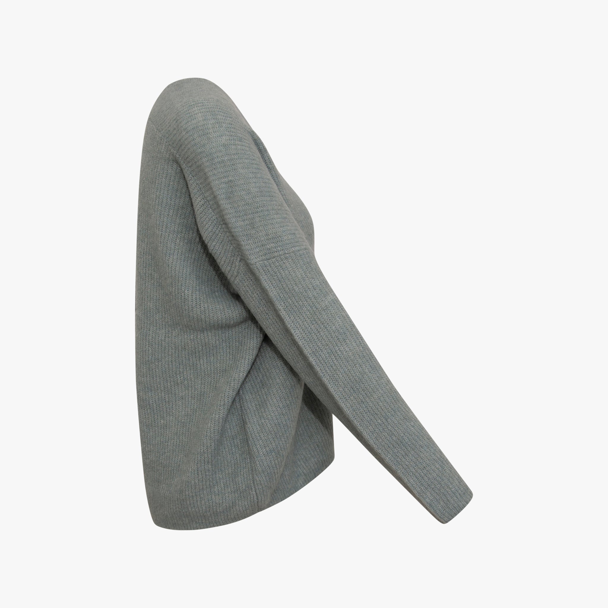 V-Pulli oversized | grau-grün