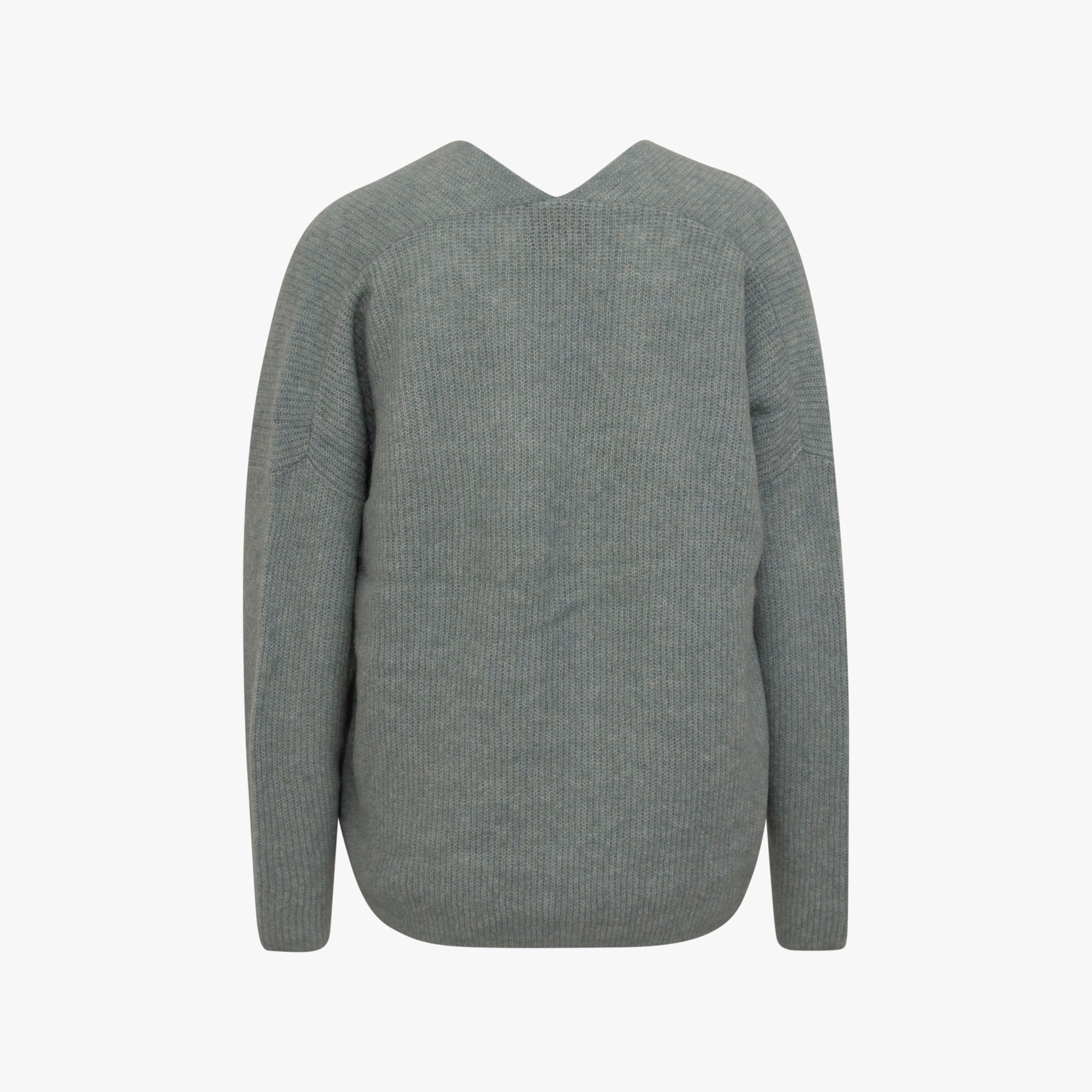 V-Pulli oversized | grau-grün