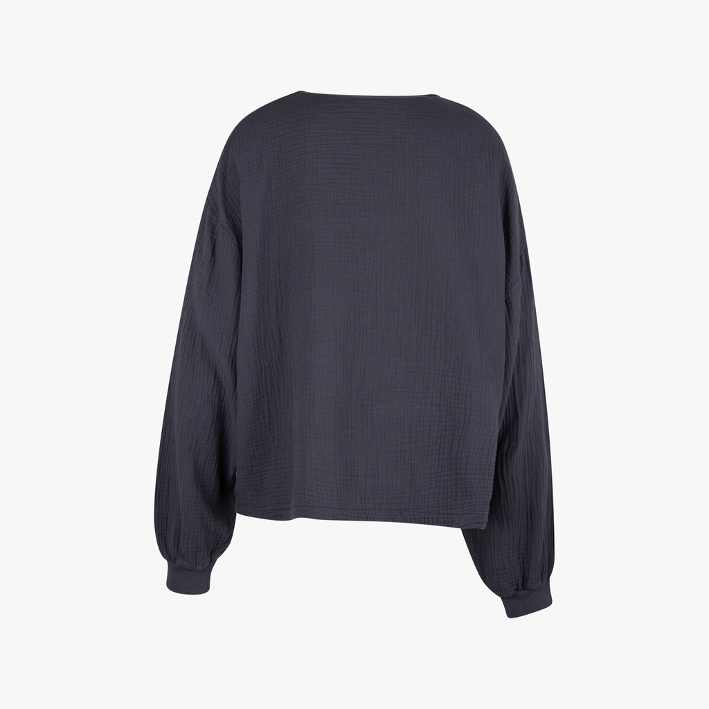RH Blusenshirt Musselin | blaugrau