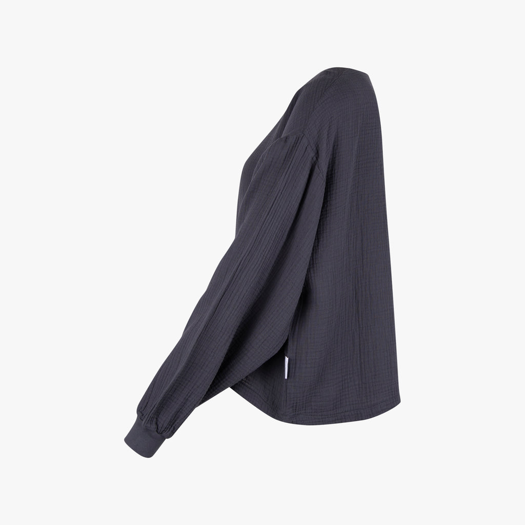 RH Blusenshirt Musselin | blaugrau