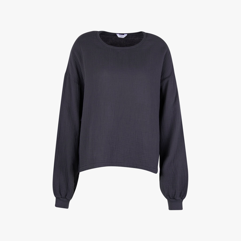 RH Blusenshirt Musselin | blaugrau
