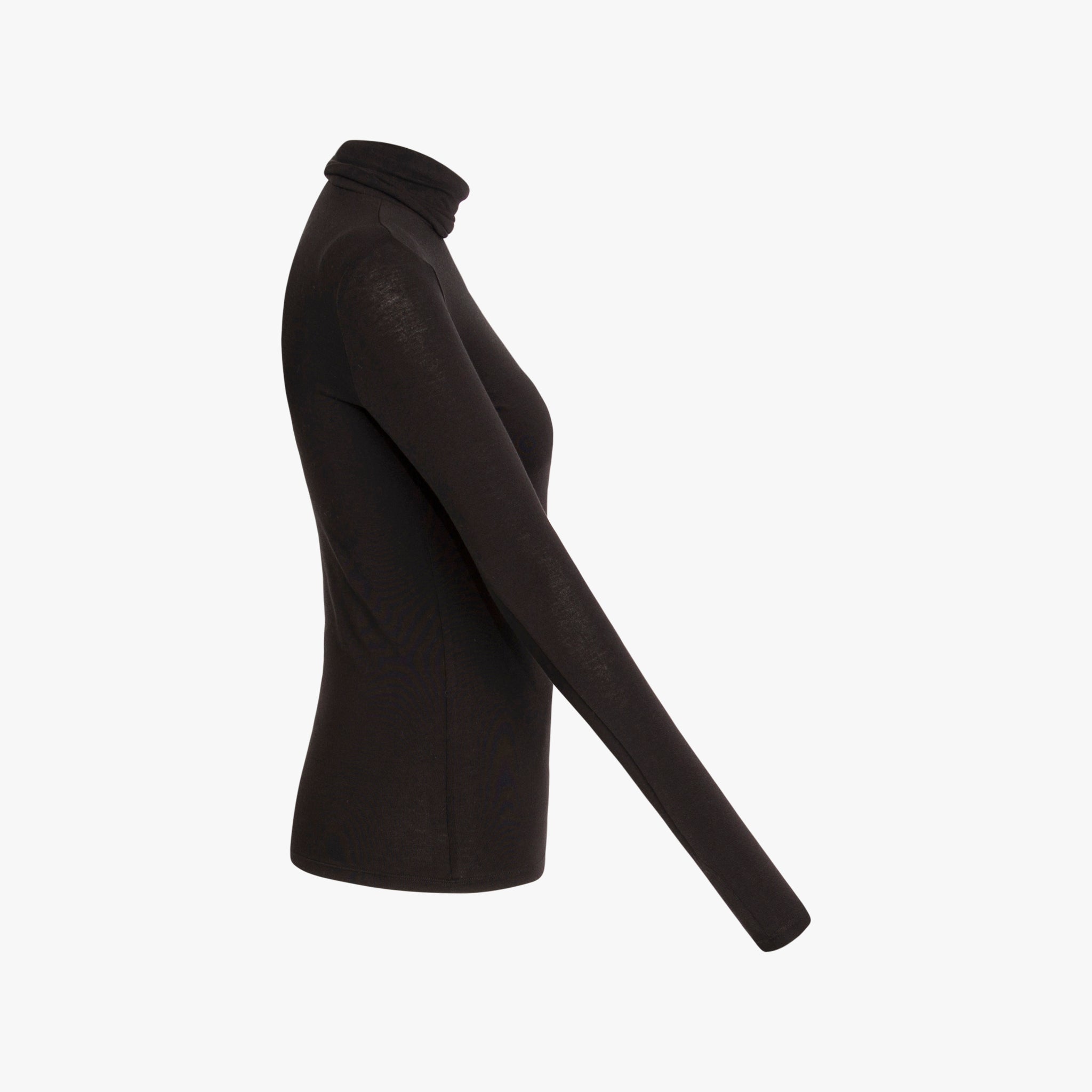 Rolli-Shirt Merino/Tencel | schwarz
