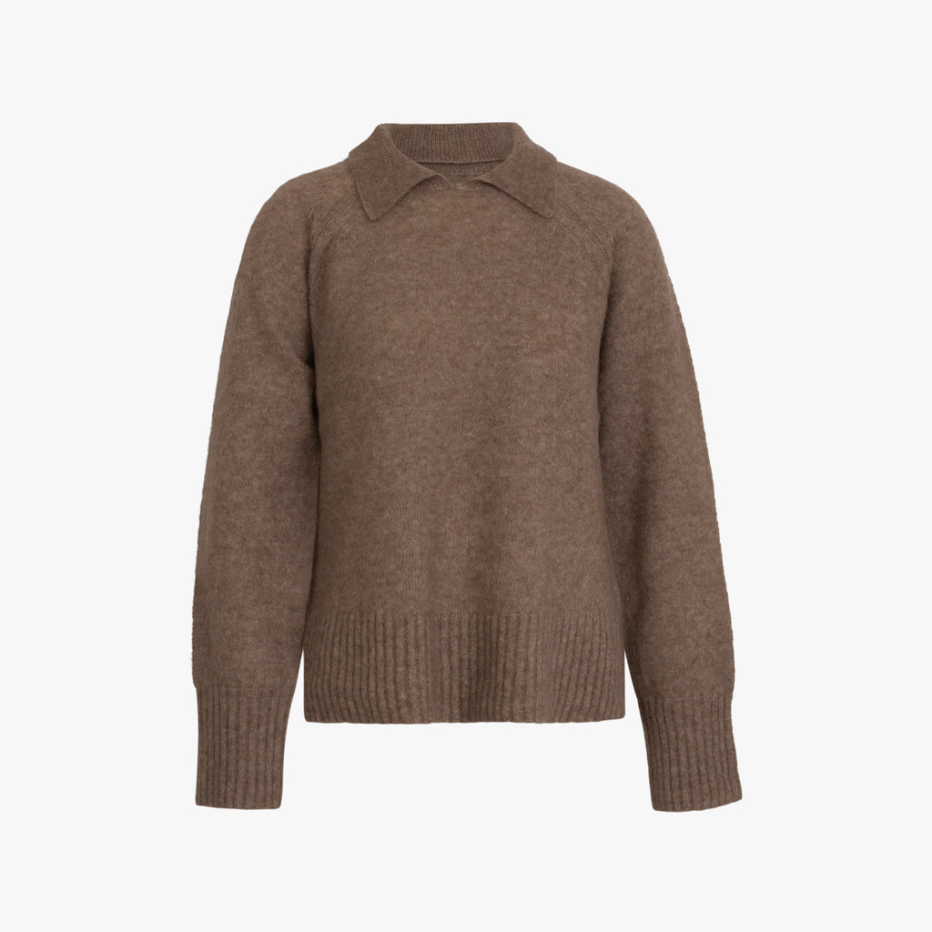 Pullover mit Kragen | graubeige