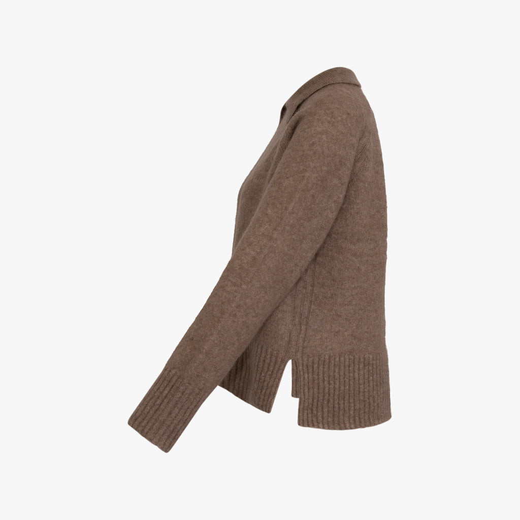 Pullover mit Kragen | graubeige