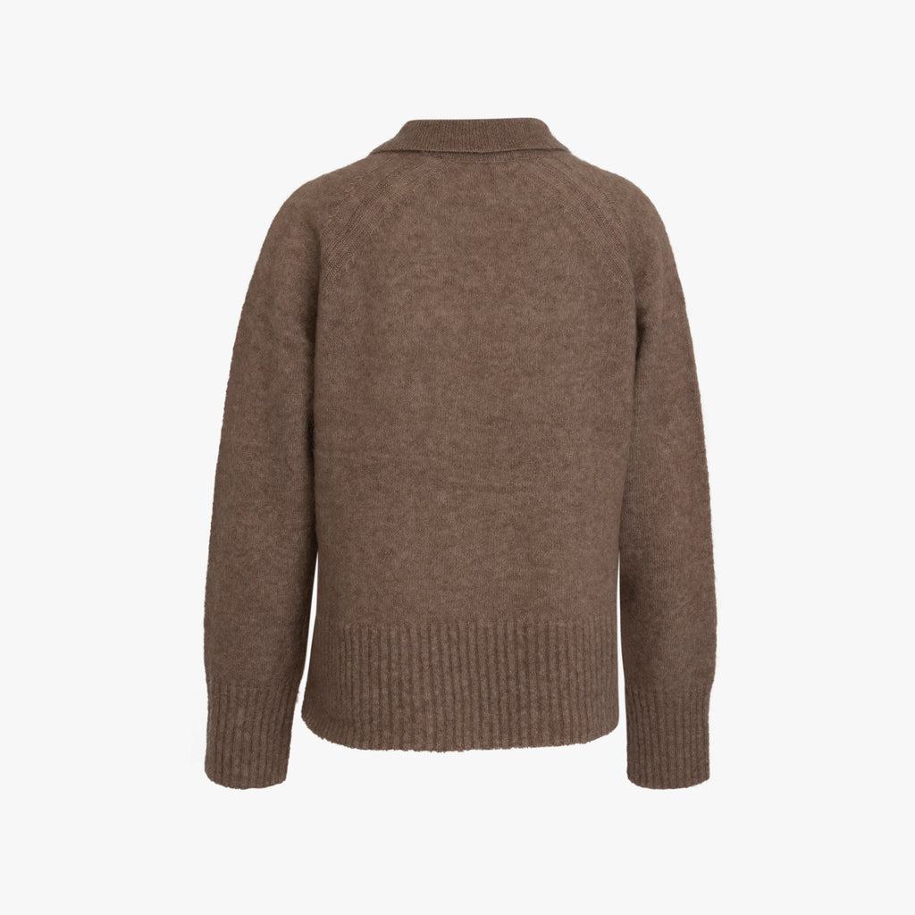 Pullover mit Kragen | graubeige