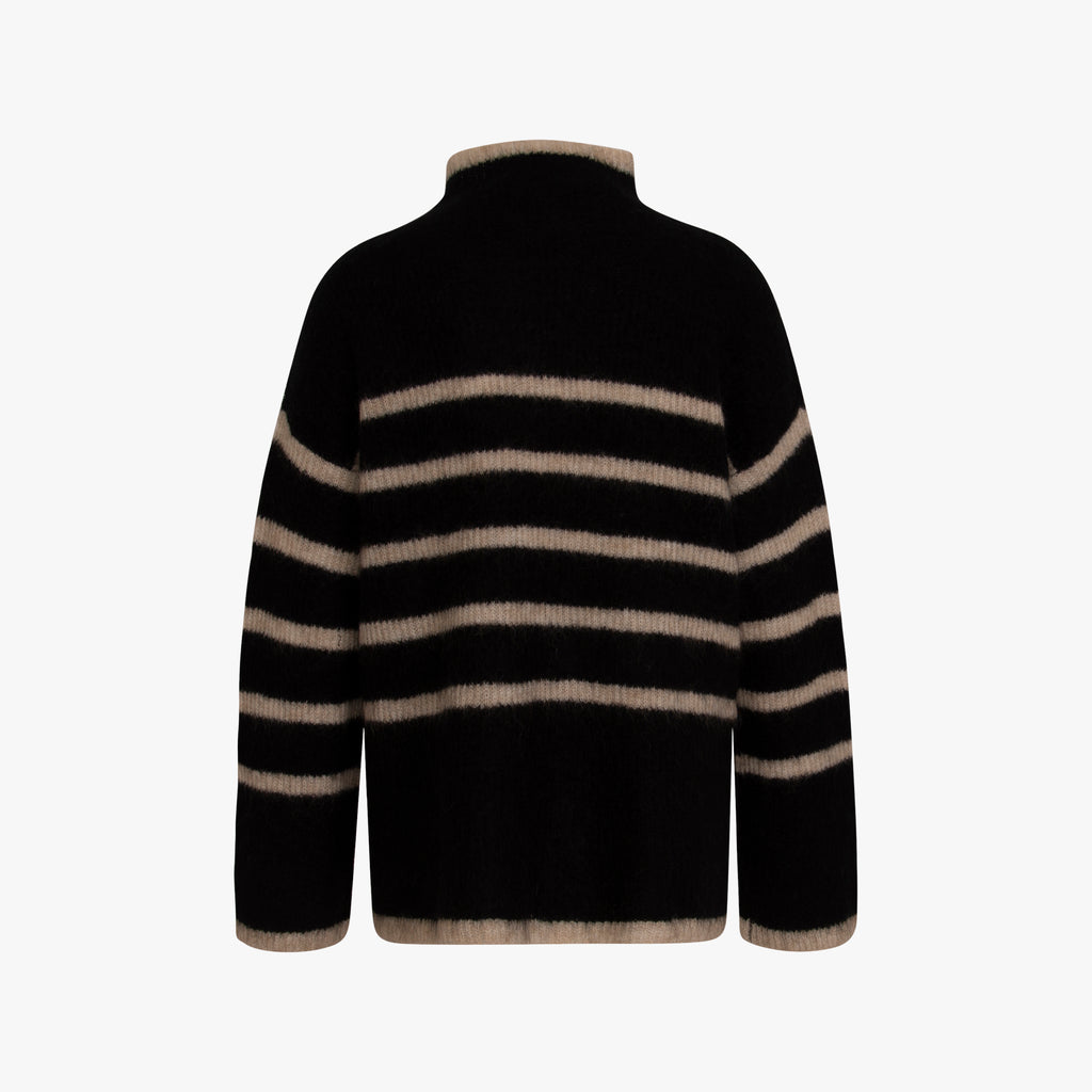 Turtle Neck Pulli Streifen | schwarz-weiß