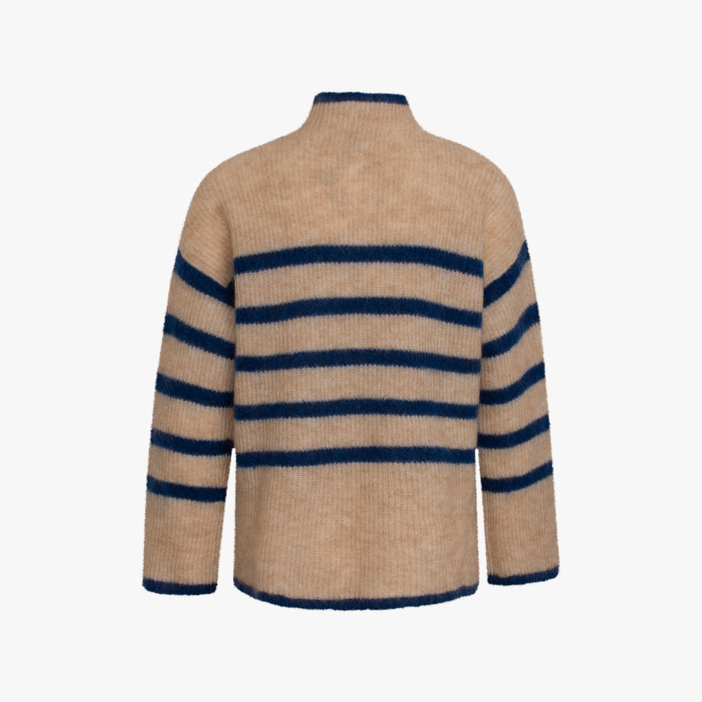 Turtle Neck Pulli Streifen | blau-weiß