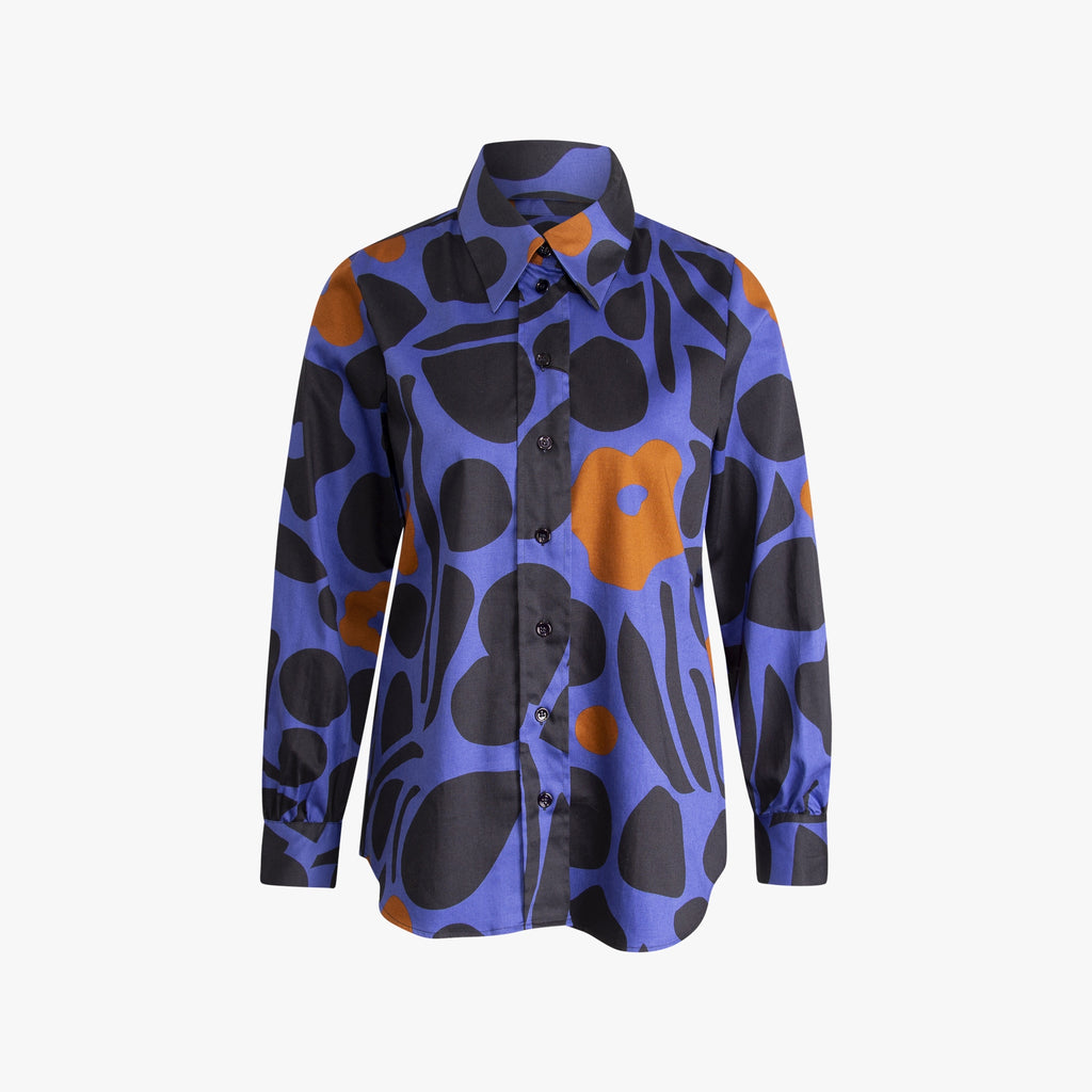Bluse Fashion Print | blau-bordeaux