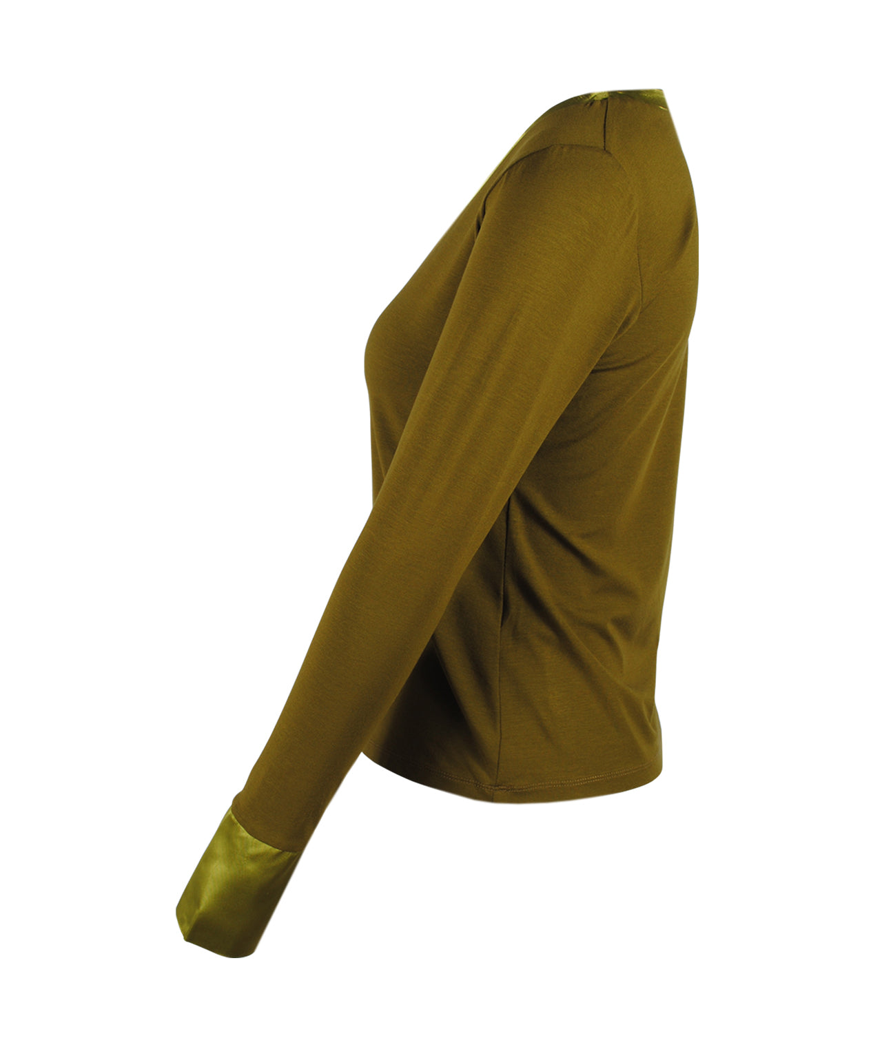 Shirt Satinbesatz Doris | oliv