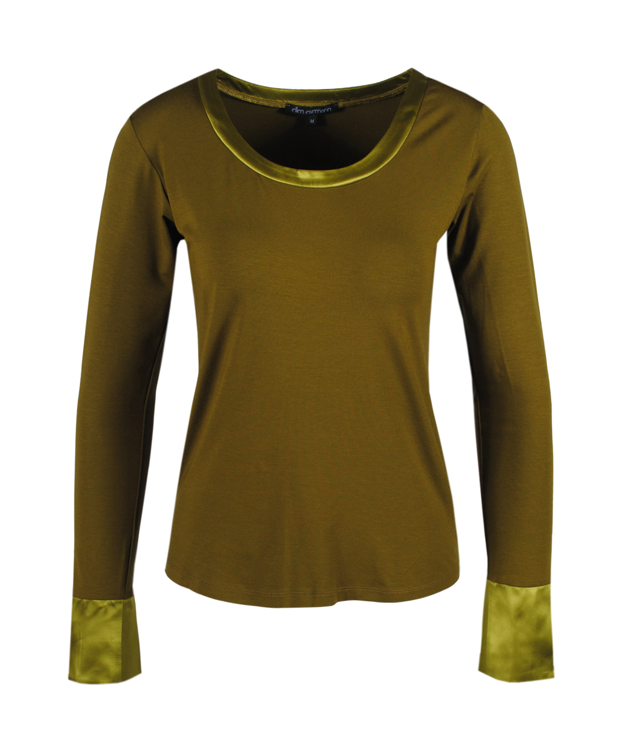 Shirt Satinbesatz Doris | oliv