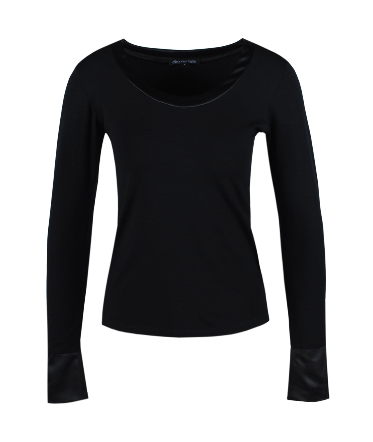 Shirt Satinbesatz Doris | schwarz