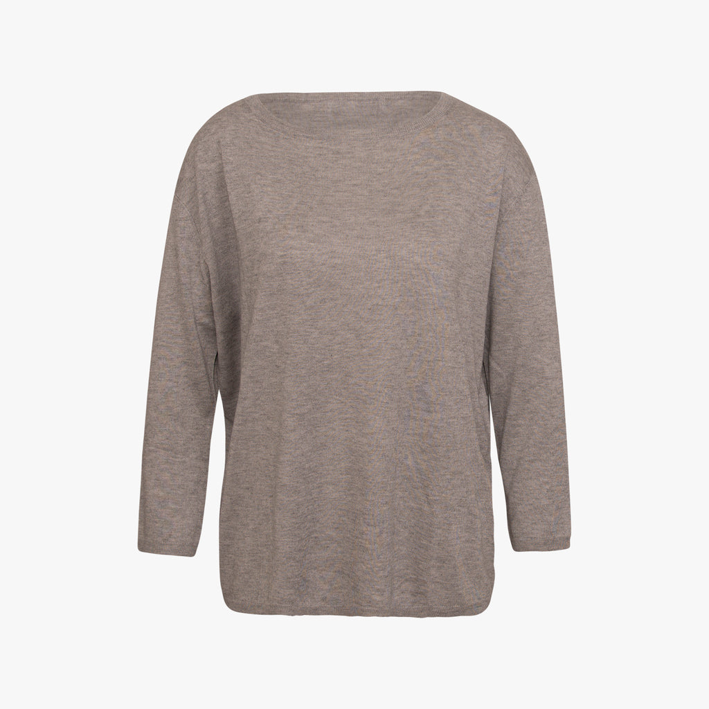 U-Pullover Feinstrick | grau