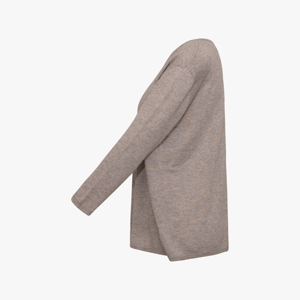 U-Pullover Feinstrick | grau