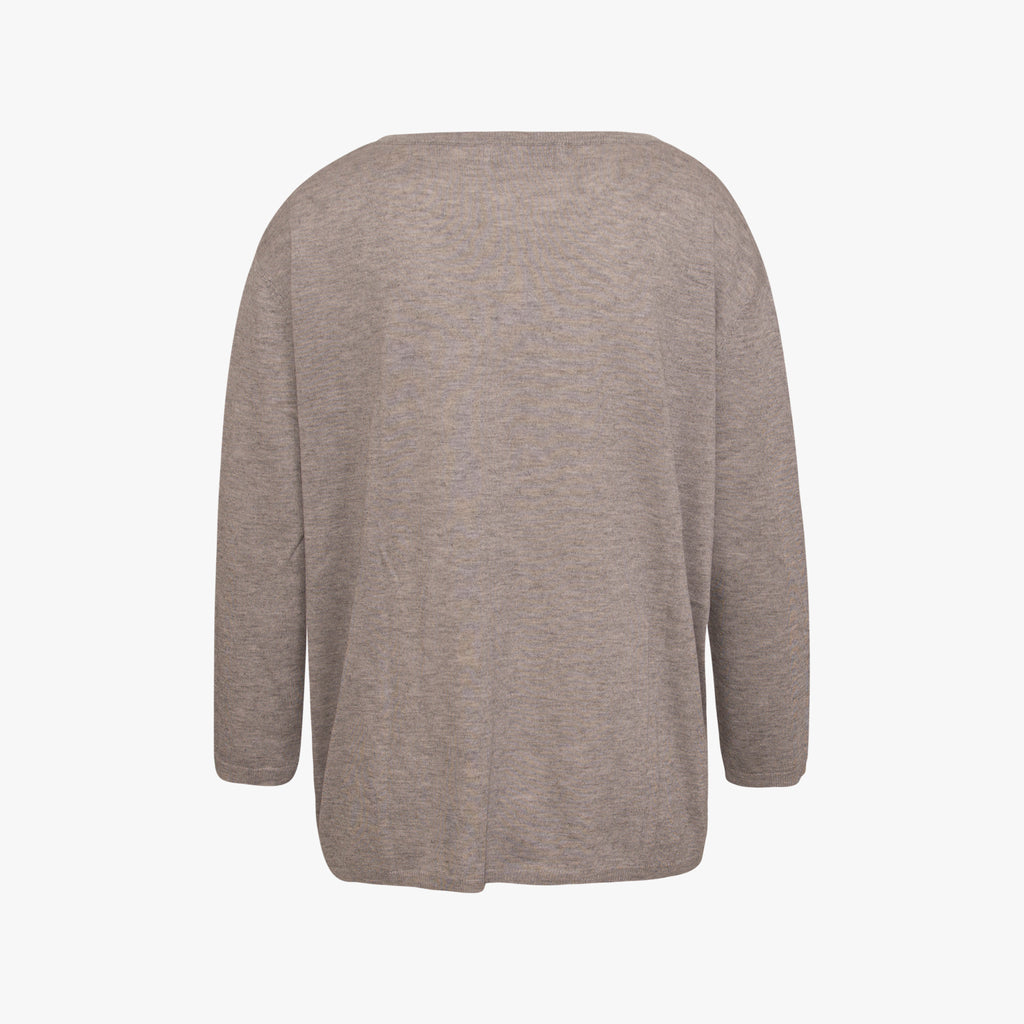 U-Pullover Feinstrick | grau
