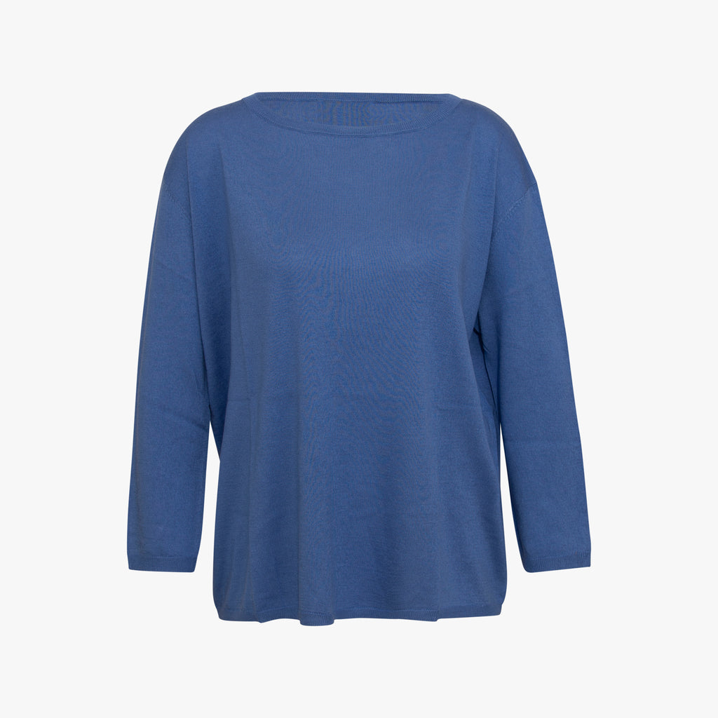 U-Pullover Feinstrick | hellblau