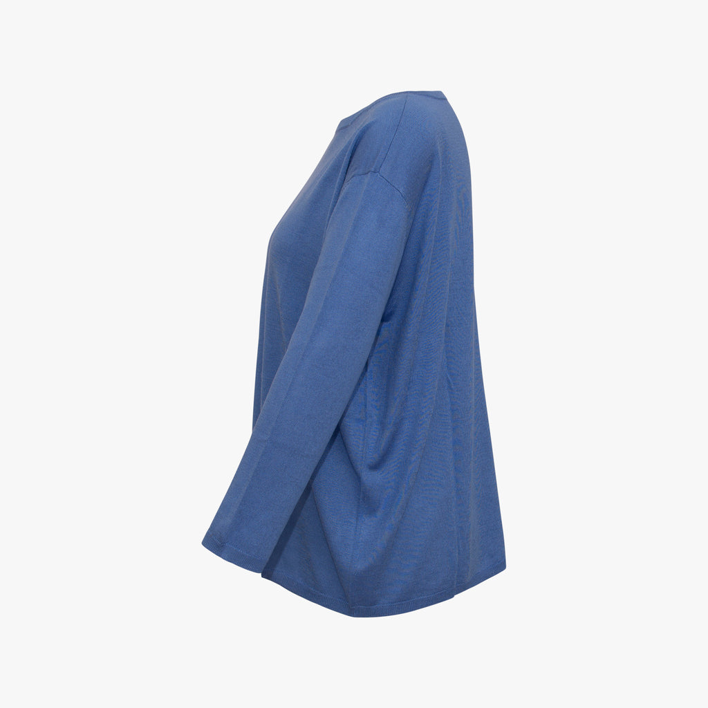 U-Pullover Feinstrick | hellblau