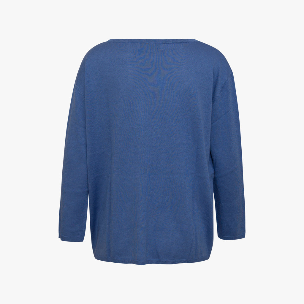 U-Pullover Feinstrick | hellblau