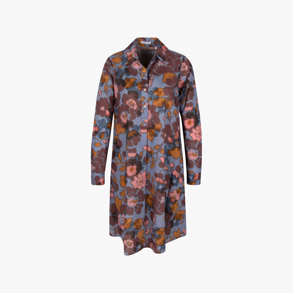 Kleid Libertyprint | blau-braun-weiß