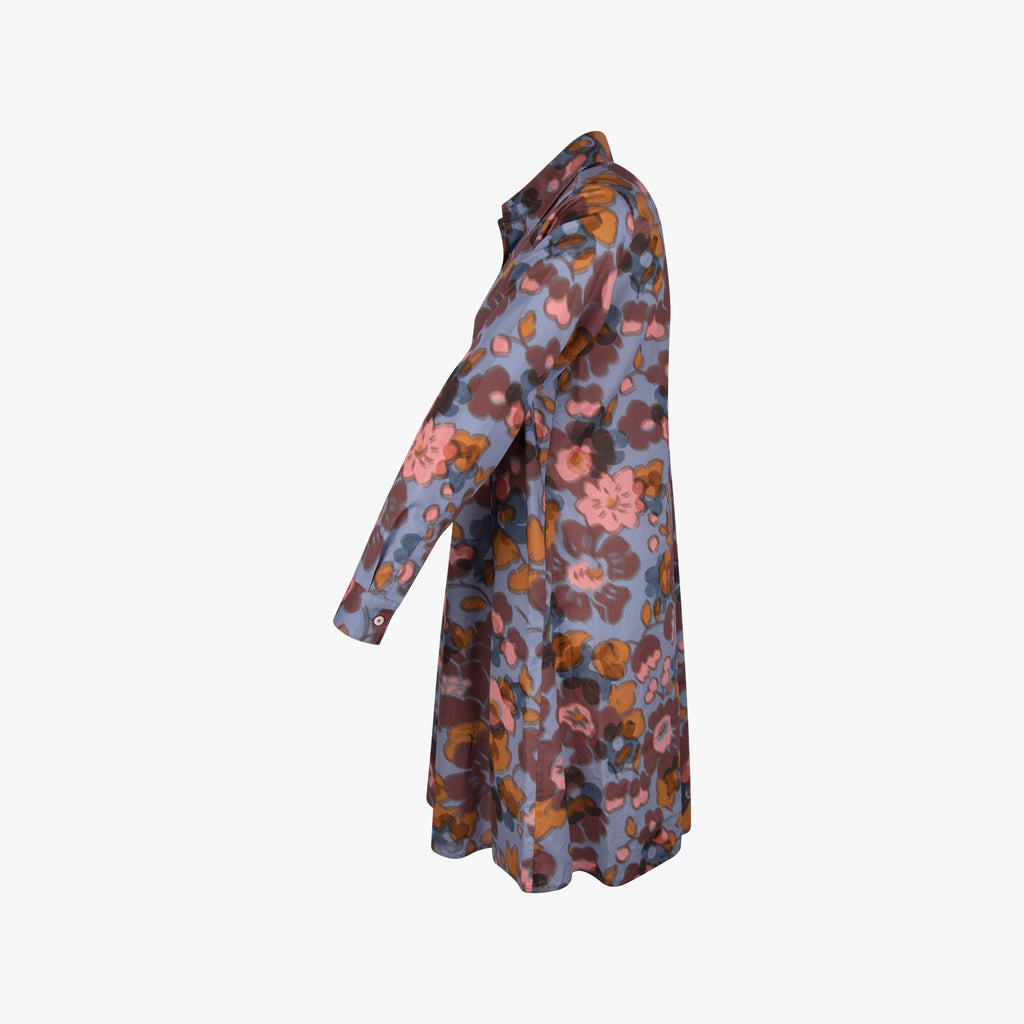 Kleid Libertyprint | blau-braun-weiß