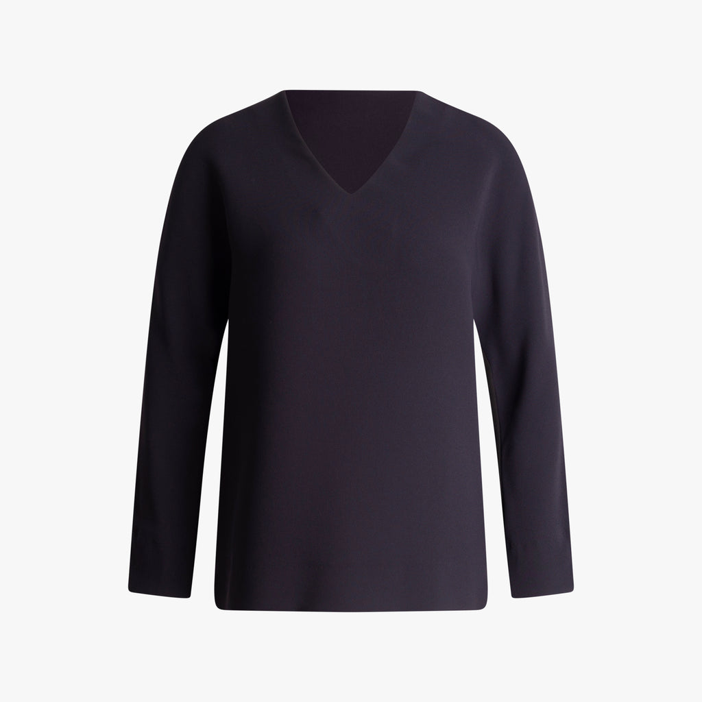 V-Blusenshirt Bicolor | navy