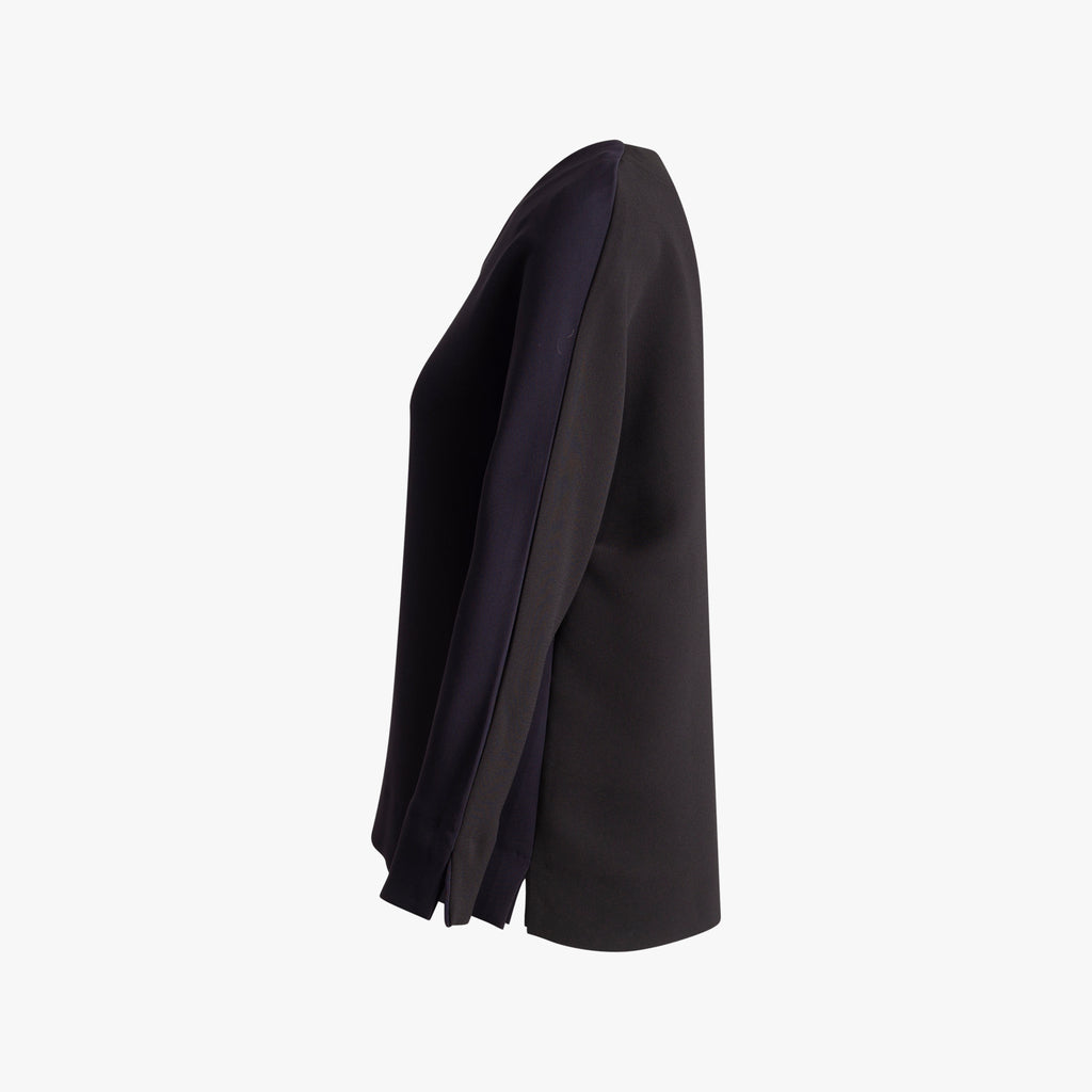V-Blusenshirt Bicolor | navy