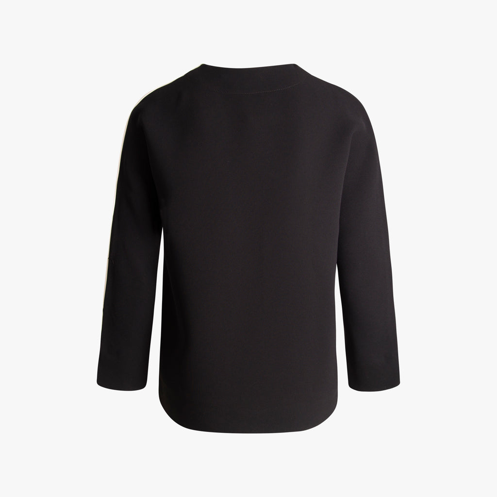 V-Blusenshirt Bicolor | schwarz-weiß