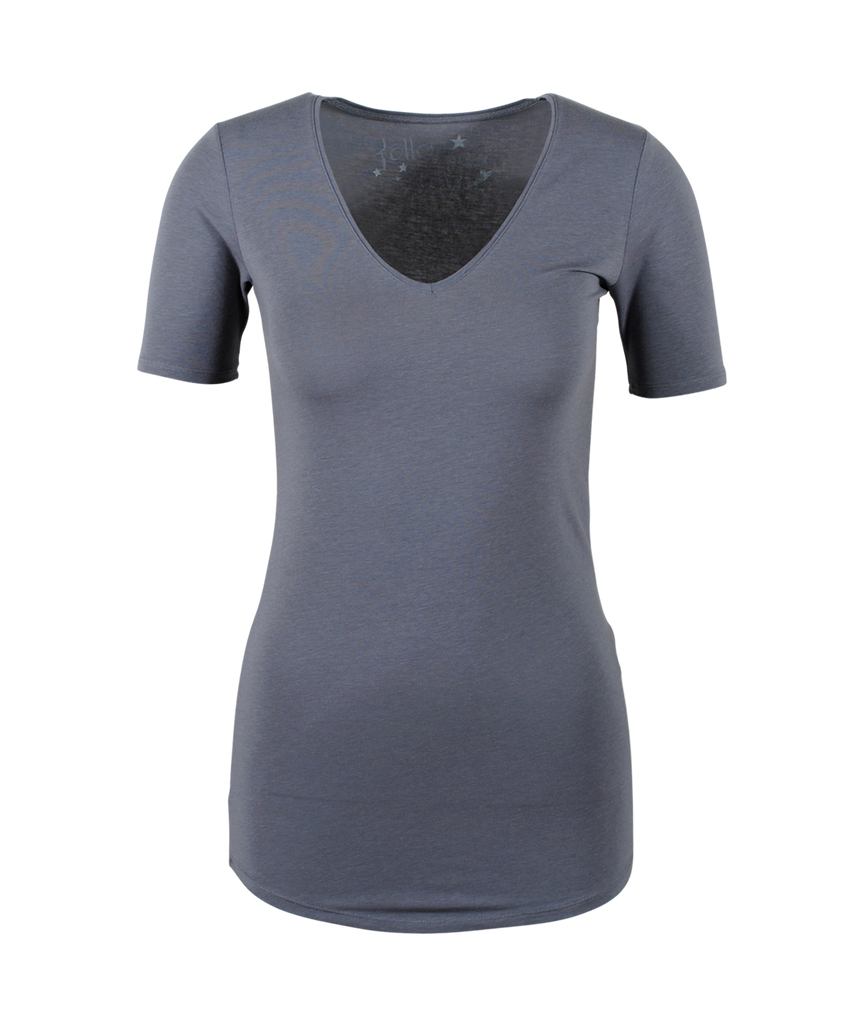 V-Shirt schmal | stein