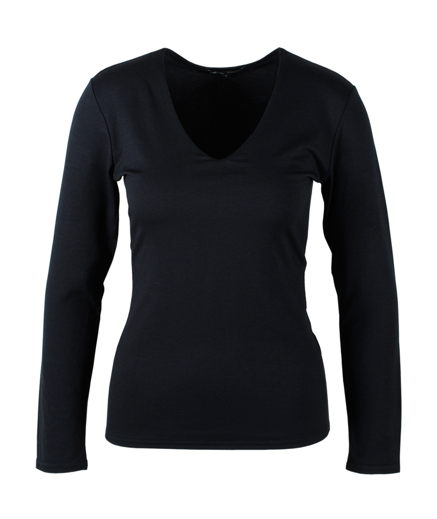 V-Shirt Sylvia 1/1 Arm | schwarz