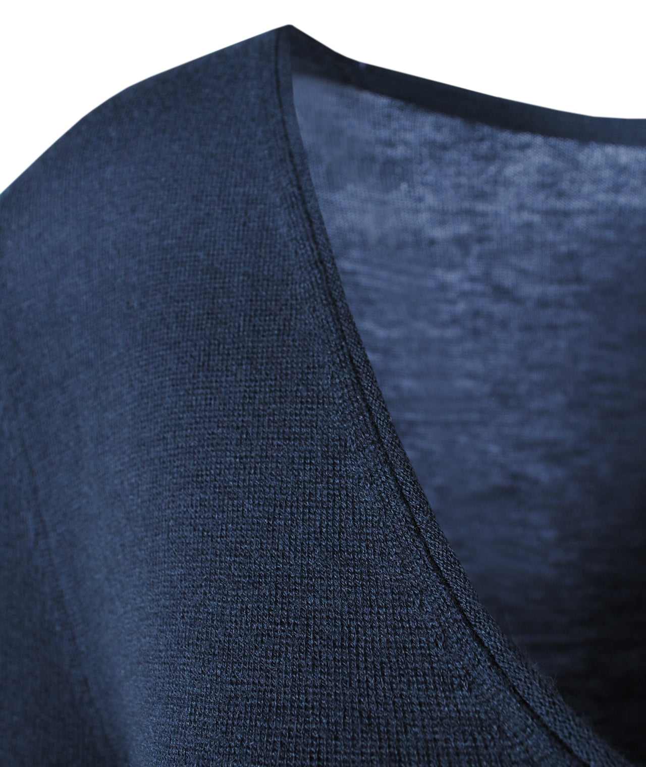 V-Pulli Feinstrick lang | graublau