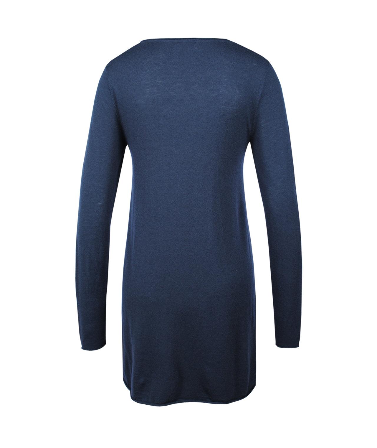 V-Pulli Feinstrick lang | graublau